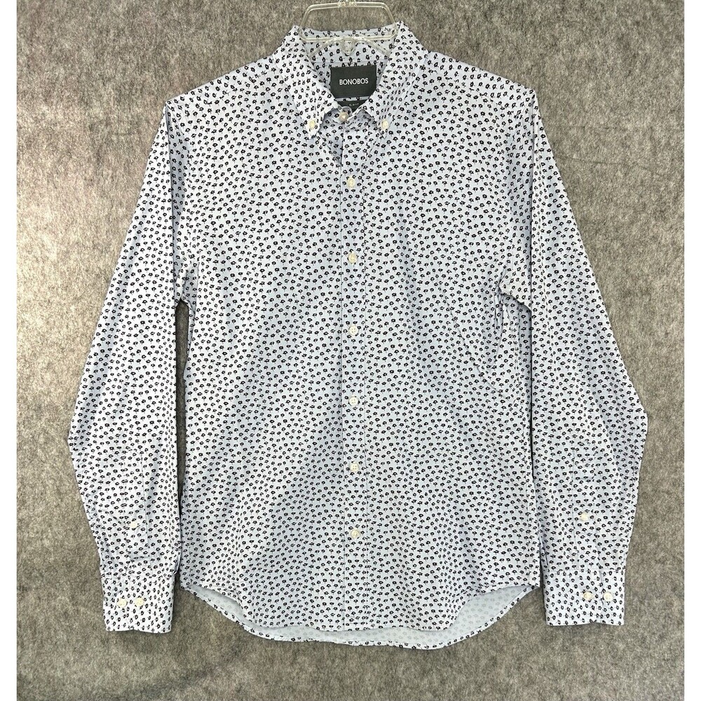 Bonobos Men's Floral Button Up Shirt Size S Long Sleeve Slim Fit Blue